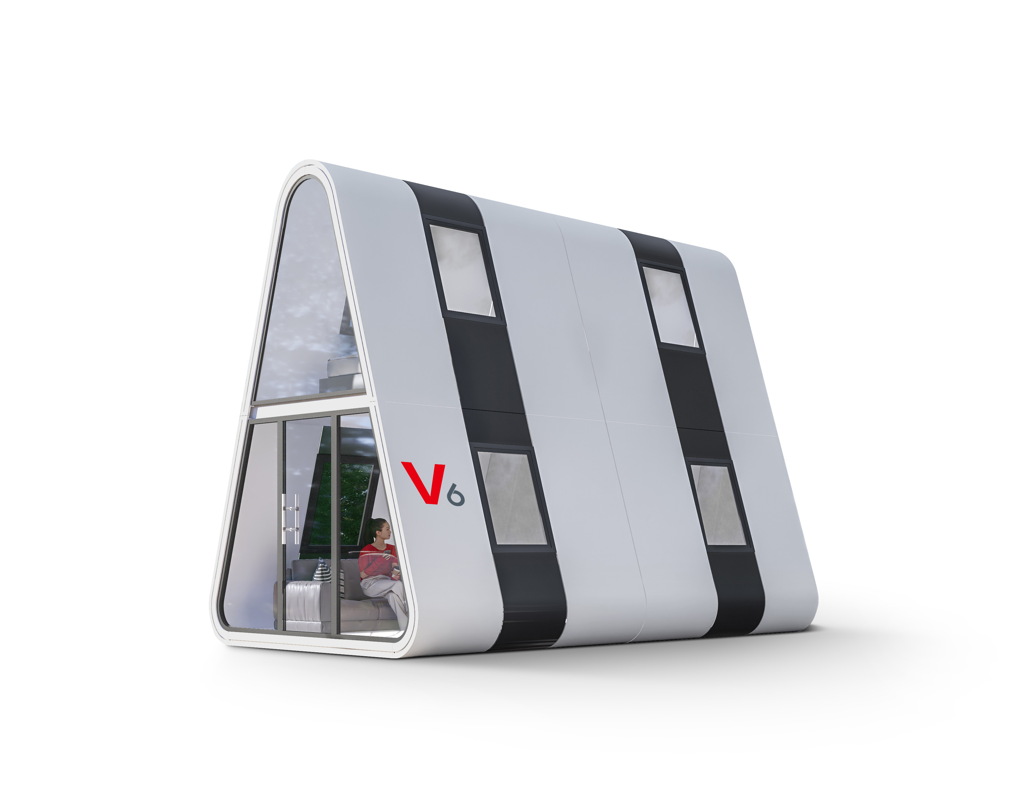 V6 三角屋 38.4㎡2-4 人双层智能旅居舱 带旋转楼梯移动房屋