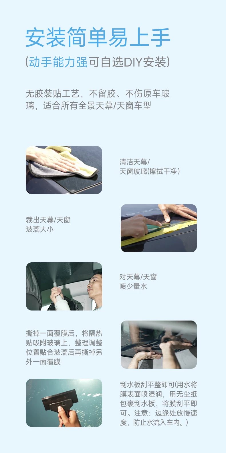 AMMOSS Automotive Sunroof Film - 97% IR Rejection Nano-Ceramic Heat Film for Panoramic Sunroofs